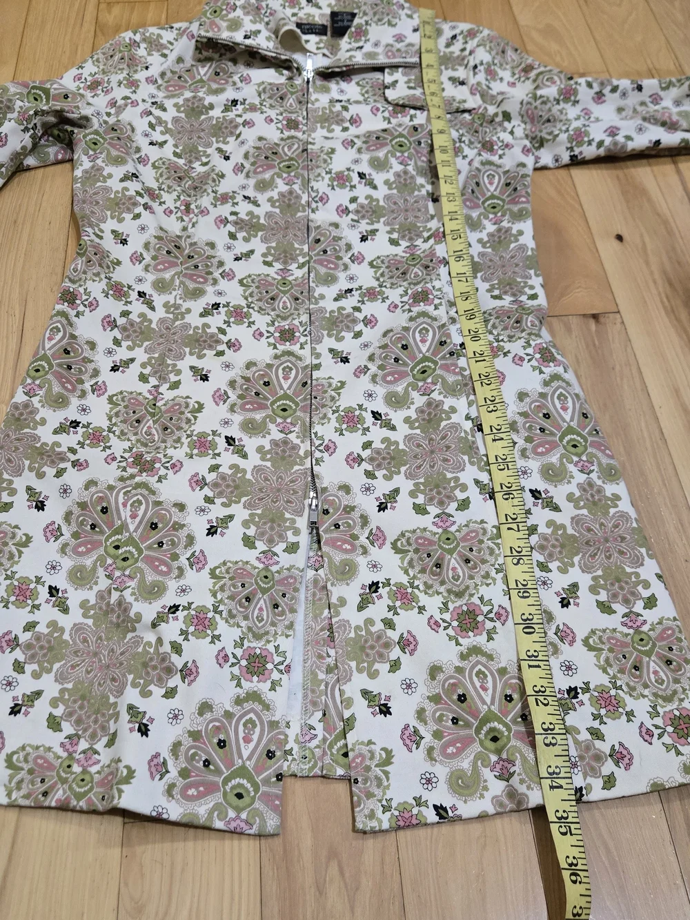 Vtg Nicole Miller Floral Paisley Trench Coat
